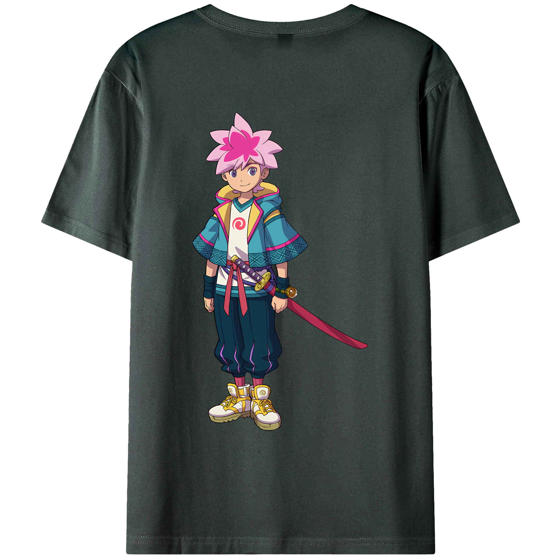 （画像用） 妖怪ウォッチ Yo-kai Watch 綿100％ メンズ半袖Tシャツ（バックプリント） 通気性